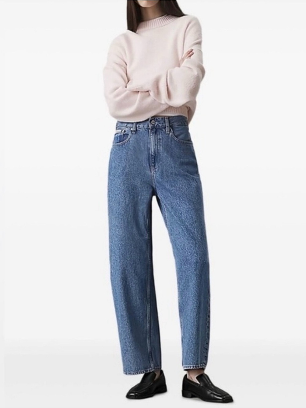 Calvin Klein Jeans Women’s 25 Barrel High Rise Loose Fit Runaway Blue NWT
